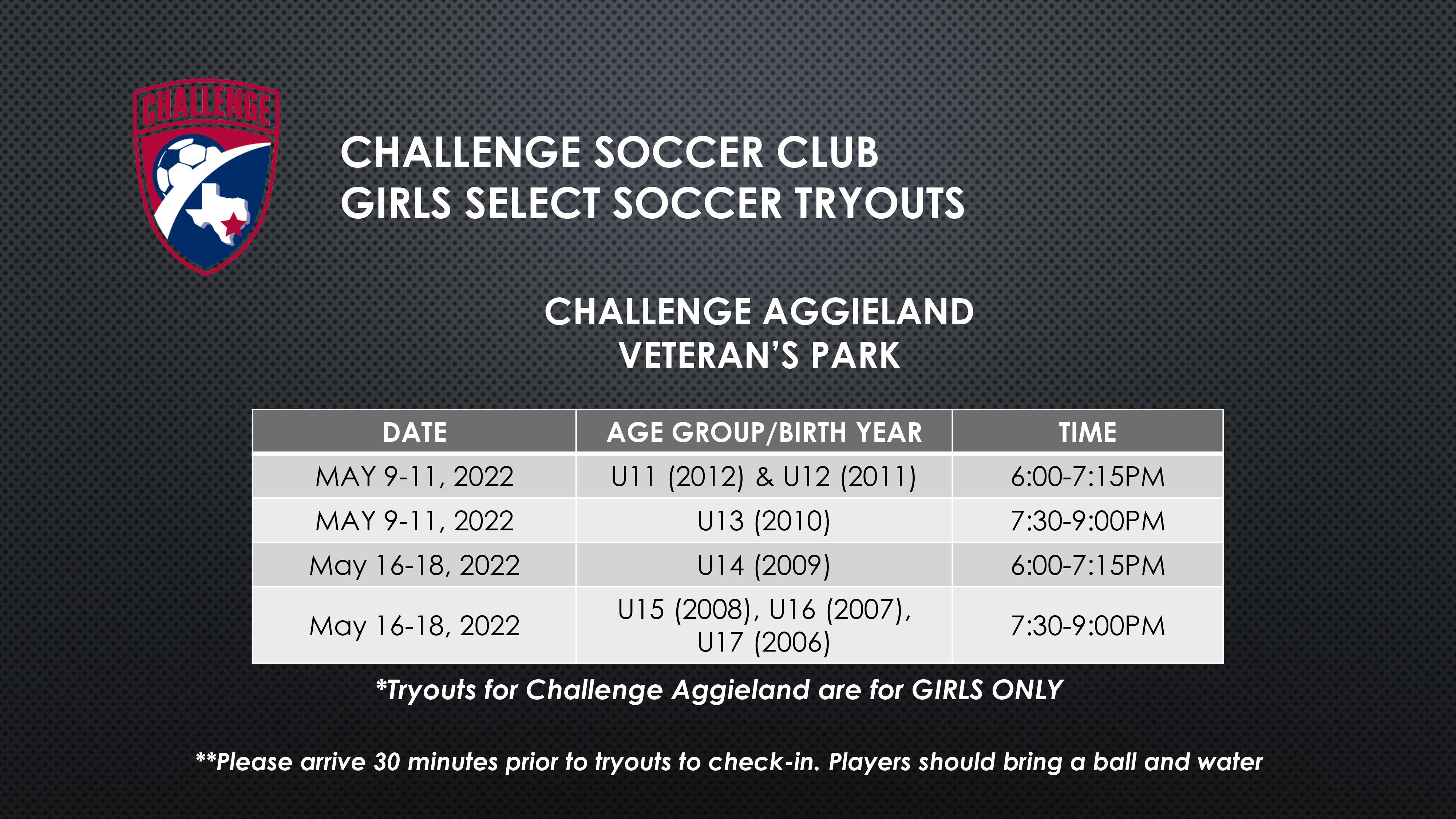 20222023 Tryouts Challenge Soccer Club